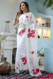 Gratifying 1-Minute Ready To Wear Off White Georgette Saree