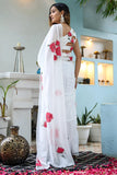 Gratifying 1-Minute Ready To Wear Off White Georgette Saree
