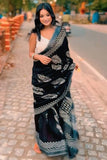 Whimsical 1-Minute Ready To Wear Black Cotton Saree