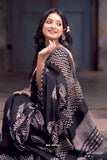 Whimsical 1-Minute Ready To Wear Black Cotton Saree