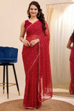 Dissemble 1-Minute Ready To Wear Red Georgette Saree