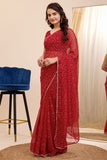 Dissemble 1-Minute Ready To Wear Red Georgette Saree
