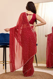 Dissemble 1-Minute Ready To Wear Red Georgette Saree
