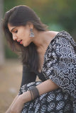 Ethereal 1-Minute Ready To Wear Black Cotton Saree