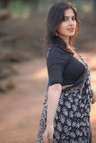 Ethereal 1-Minute Ready To Wear Black Cotton Saree