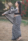 Ethereal 1-Minute Ready To Wear Black Cotton Saree