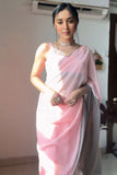 Flameboyant 1-Minute Ready To Wear Pink and Grey Georgette Saree
