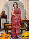 Surreptitious 1-Minute Ready To Wear Red Cotton Saree