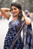 Charismatic 1-Minute Ready To Wear Navy Blue Cotton Saree