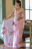 Beautiful 1-Minute Ready To Wear Pink Georgette Saree
