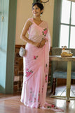 Beautiful 1-Minute Ready To Wear Pink Georgette Saree
