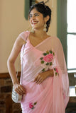 Beautiful 1-Minute Ready To Wear Pink Georgette Saree