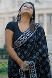 Pulsating 1-Minute Ready To Wear Black Cotton Saree