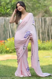 Extraordinary 1-Minute Ready To Wear Pink Georgette Saree