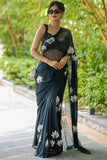 Tempting 1-Minute Ready To Wear Black Georgette Saree