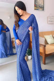 Elaborate 1-Minute Ready To Wear Blue Georgette Saree