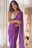 Invaluable 1-Minute Ready To Wear Purple Georgette Saree