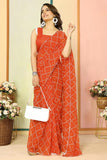 Lassitude 1-Minute Ready To Wear Orange Georgette Saree