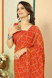 Lassitude 1-Minute Ready To Wear Orange Georgette Saree