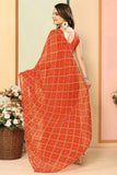 Lassitude 1-Minute Ready To Wear Orange Georgette Saree