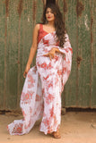 Vibrant 1-Minute Ready To Wear Off White Georgette Saree