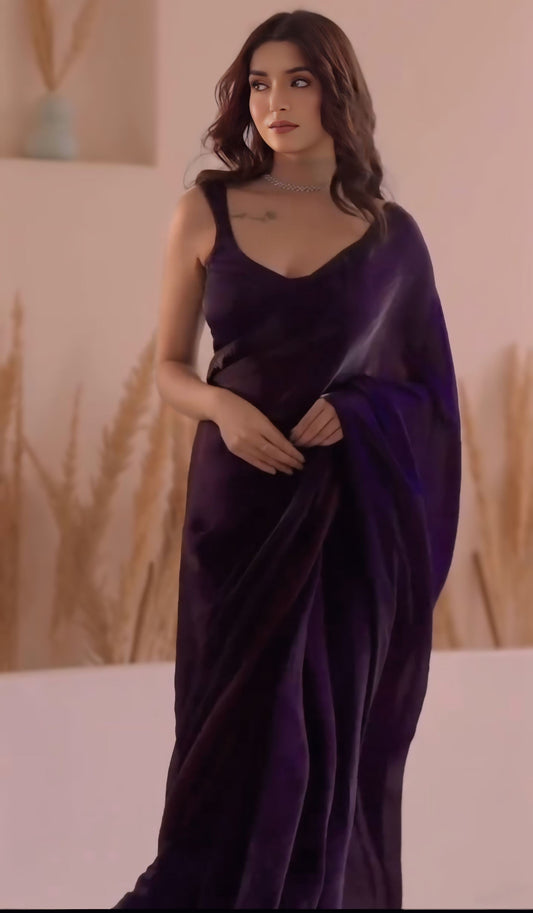 Conflate Purple Fancy Silk Saree With Glamorous Blouse Piece