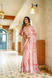 Moiety 1-Minute Ready To Wear Peach Georgette Silk Saree