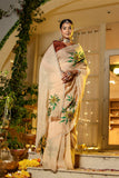 Ravishing 1-Minute Ready To Wear Beige Georgette Silk Saree