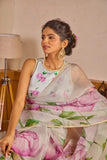 Resonant 1-Minute Ready To Wear Sky Organza Silk Saree