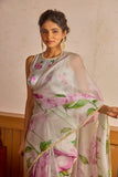 Resonant 1-Minute Ready To Wear Sky Organza Silk Saree