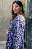 Sensational 1-Minute Ready To Wear Blue Cotton Saree