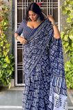 Sensational 1-Minute Ready To Wear Blue Cotton Saree