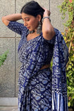 Sensational 1-Minute Ready To Wear Blue Cotton Saree