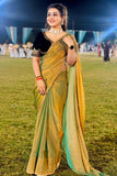 Scintillating Green Fancy Silk Saree With Verdant Blouse Piece