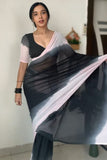 Vestigial 1-Minute Ready To Wear Black and Pink Georgette Saree