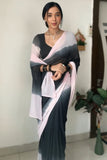 Vestigial 1-Minute Ready To Wear Black and Pink Georgette Saree