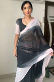 Vestigial 1-Minute Ready To Wear Black and Pink Georgette Saree