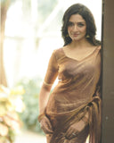 Preferable Brown Fancy Silk Saree With Alluring Blouse Piece