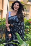 Mellifluous 1-Minute Ready To Wear Black Cotton Saree