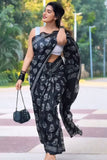 Mellifluous 1-Minute Ready To Wear Black Cotton Saree