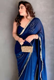 Charming 1-Minute Ready To Wear Navy Blue Georgette Saree