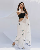 Whimsical 1-Minute Ready To Wear White Georgette Saree