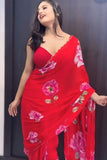 Capricious 1-Minute Ready To Wear Red Georgette Saree