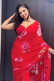 Capricious 1-Minute Ready To Wear Red Georgette Saree