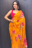 Palimpsest 1-Minute Ready To Wear Yellow Georgette Saree