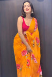 Palimpsest 1-Minute Ready To Wear Yellow Georgette Saree