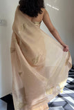 Arresting 1-Minute Ready To Wear Peach Malai Satin Silk Saree