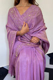 Imaginative 1-Minute Ready To Wear Lavender Malai Satin Silk Saree