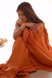 Supernal 1-Minute Ready To Wear Orange Malai Satin Silk Saree