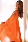 Supernal 1-Minute Ready To Wear Orange Malai Satin Silk Saree